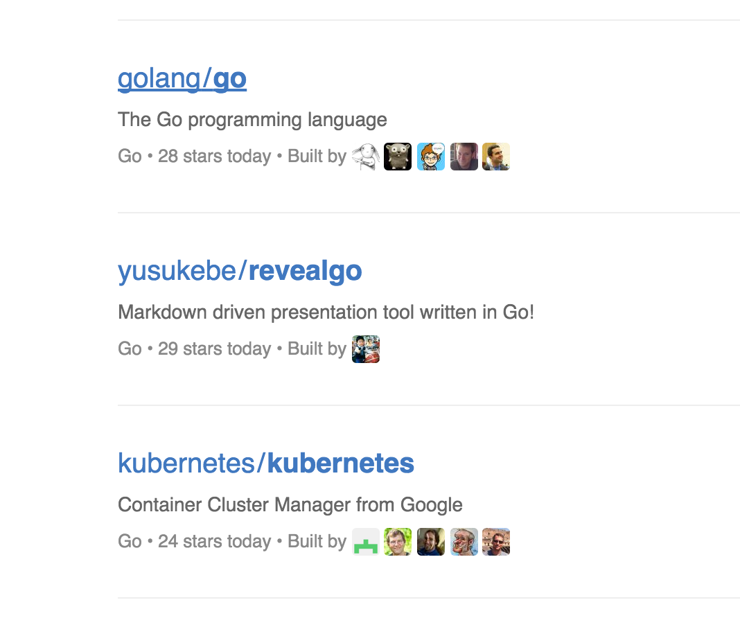 GitHub Go Trending